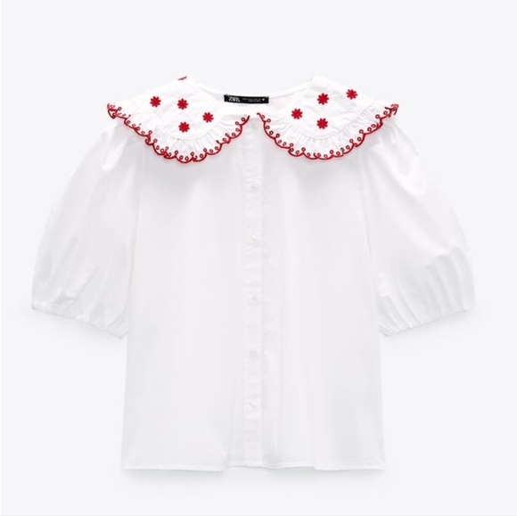 Zara Peter Pan Collar Puffy Sleeves - Picture 3 of 7